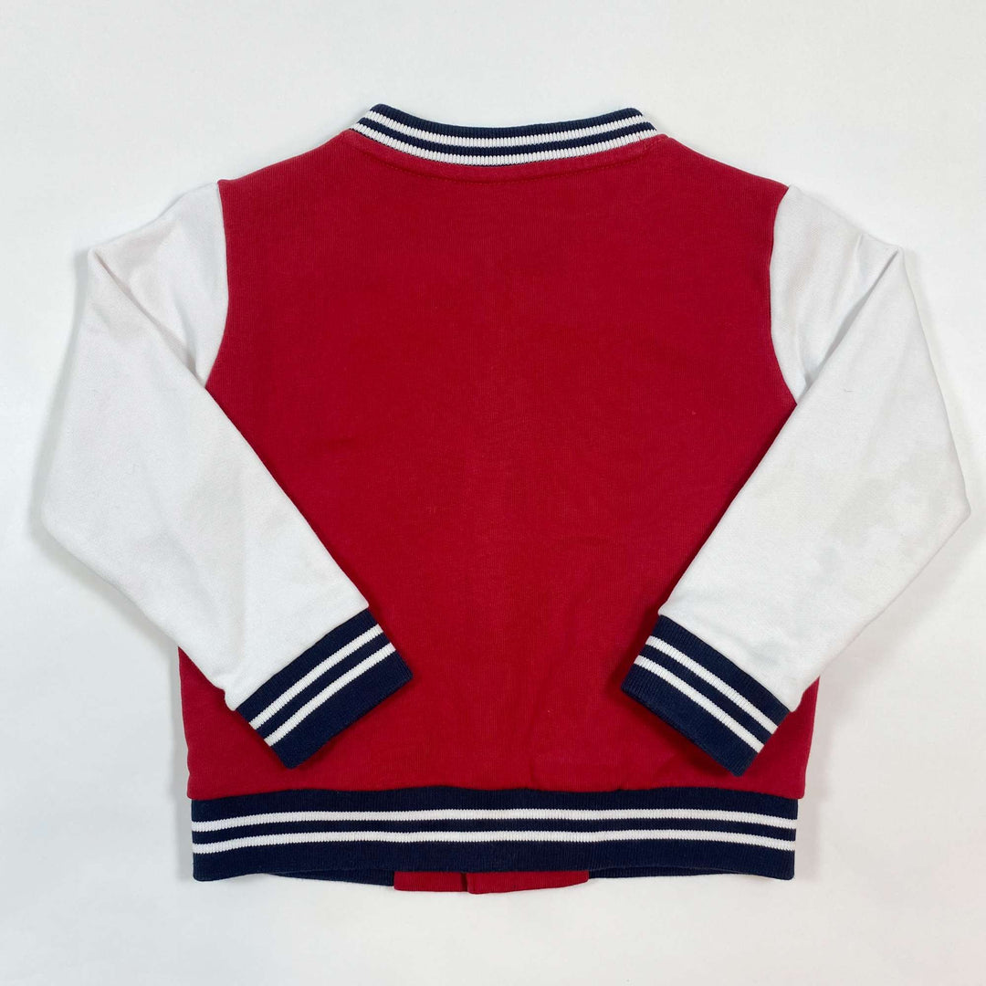 Petit Bateau red brushed fleece varsity jacket 4Y/104 2