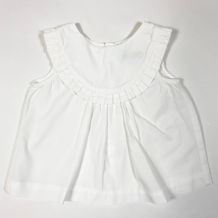 Jacadi crisp white sleeve-less blouse with pleats 6M/67cm