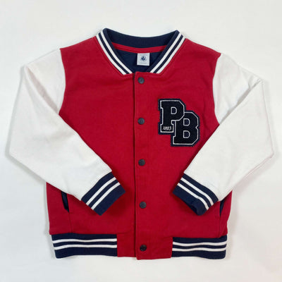 Petit Bateau red brushed fleece varsity jacket 5Y/110 1