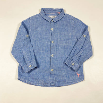 Zara sky blue houndstooth linen shirt 18-24M/92 1