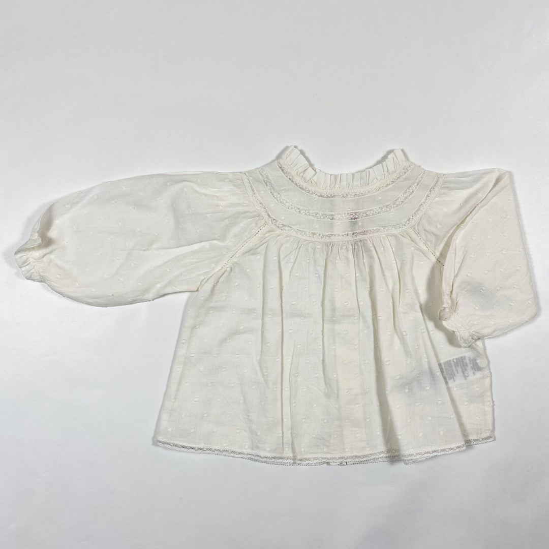 Bonpoint ecru long-sleeved blouse 6M 1