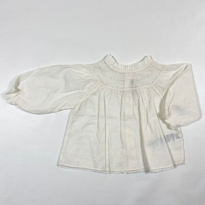 Bonpoint ecru long-sleeved blouse 6M 1
