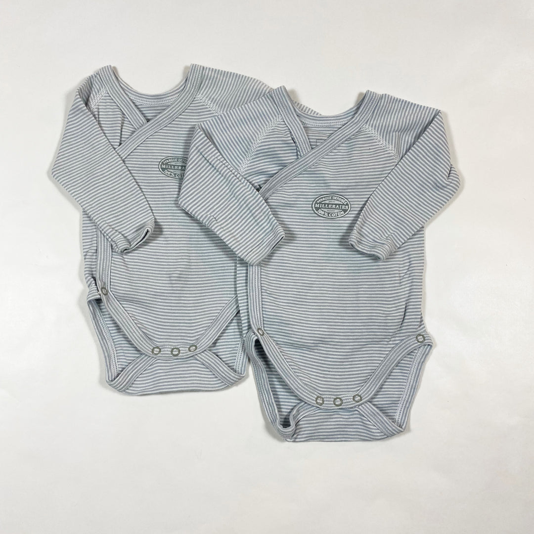 Petit Bateau set of 2 sage striped wrap body 3M/60 1