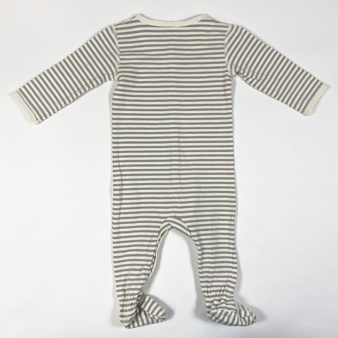Quincy Mae ecru/grey striped pyjama with feet 6-12M