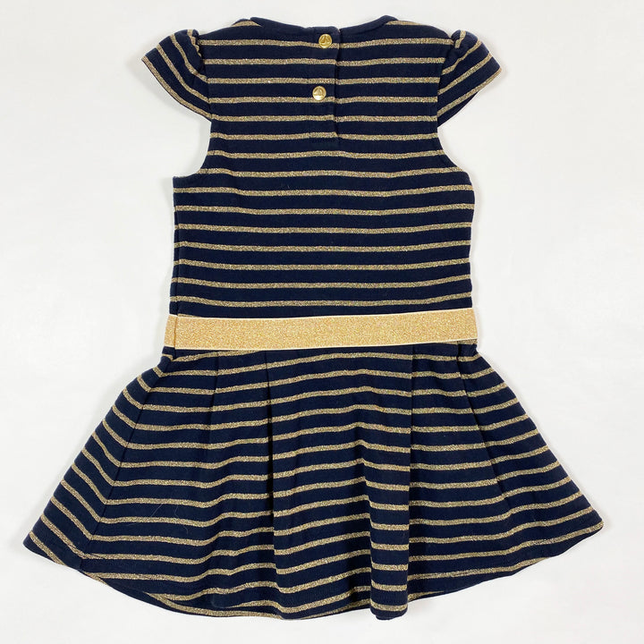 Petit Bateau navy gold stripe dress 3Y/95 3