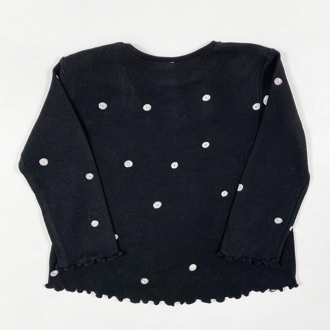 Zara black polka dot long-sleeved t-shirt 12-18M/86