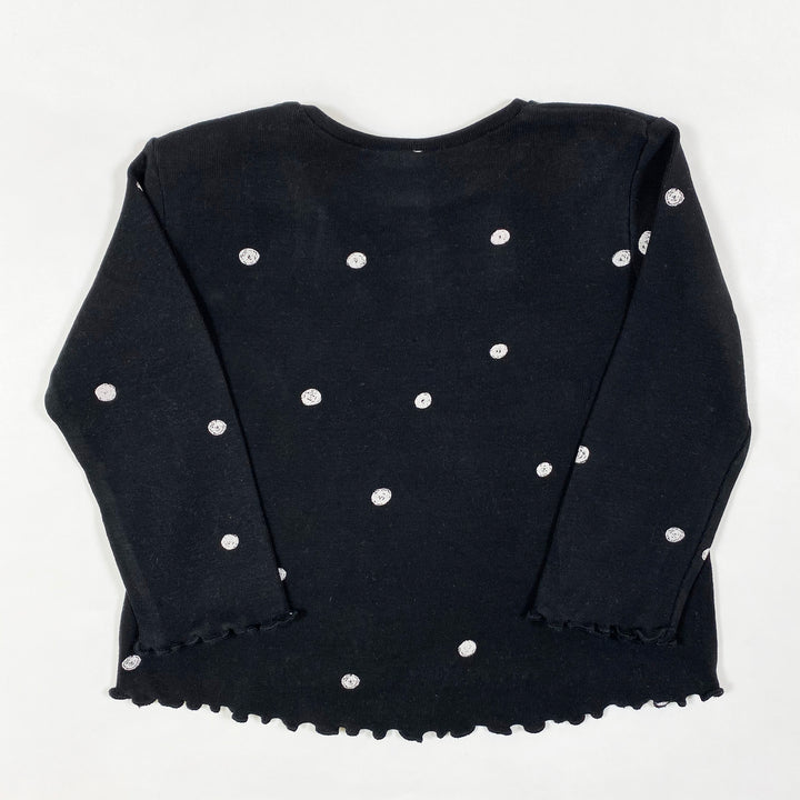 Zara black polka dot long-sleeved t-shirt 12-18M/86