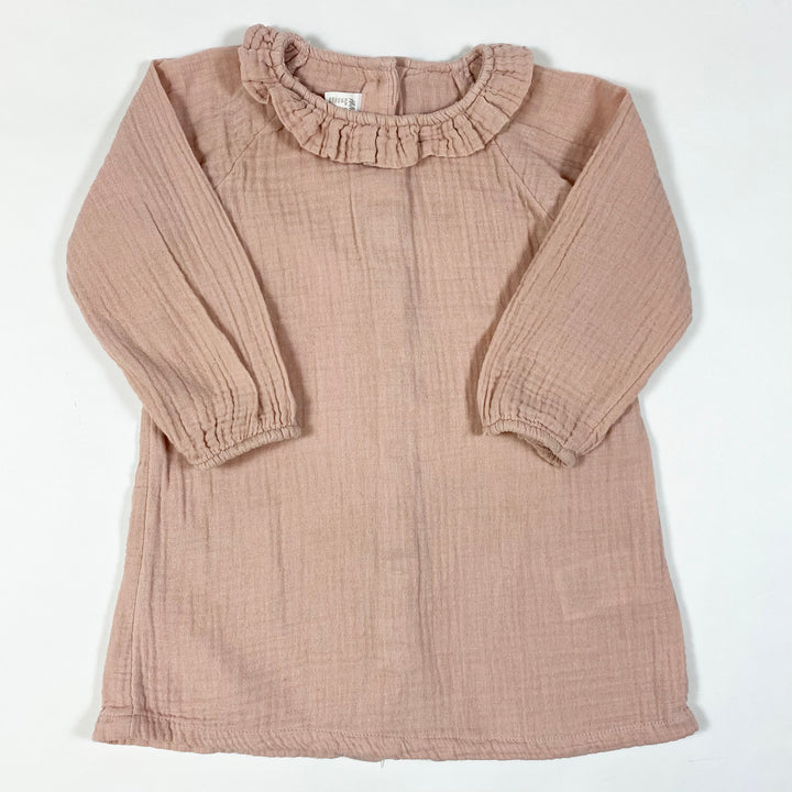 H&M dusty pink long-sleeved muslin dress 92