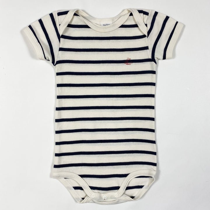 Petit Bateau marineblau gestreifter Kurzarmbody 12M/74