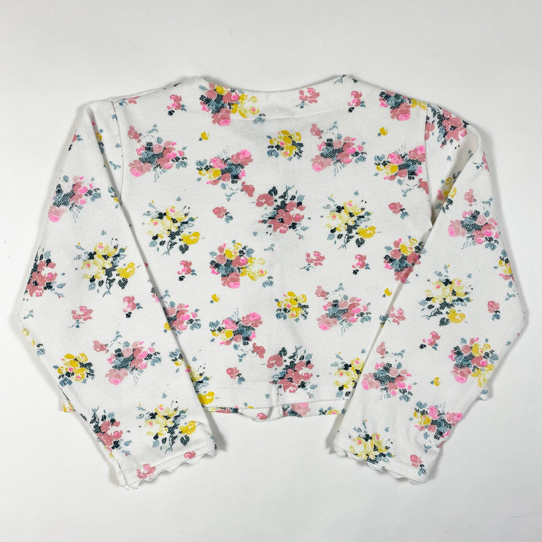 Petit Bateau off-white flower print cardigan with golden buttons 4Y/104cm