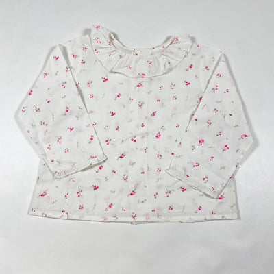 Bonpoint white pink flowers blouse with collar 2Y 1