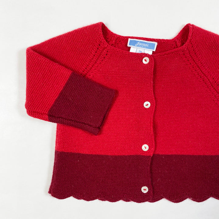 Jacadi red scalloped cashmere blend cardigan 3M/60 2