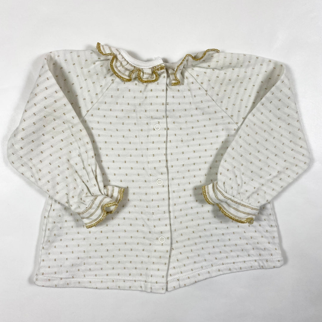 Petit Bateau white long-sleeve with golden ruffle details 6M/67 1