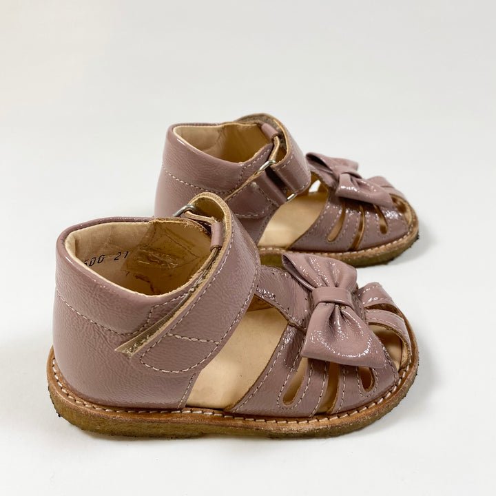 Angulus pink patent leather sandals with bow 21 2