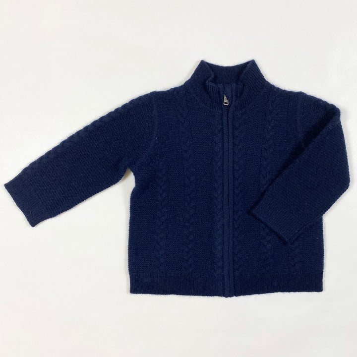 Bonpoint navy cable knit cashmere cardigan 6M 1