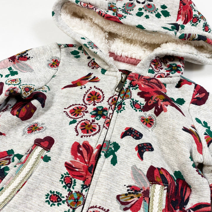 Catimini grey floral warm lined hoodie 3Y/98 2
