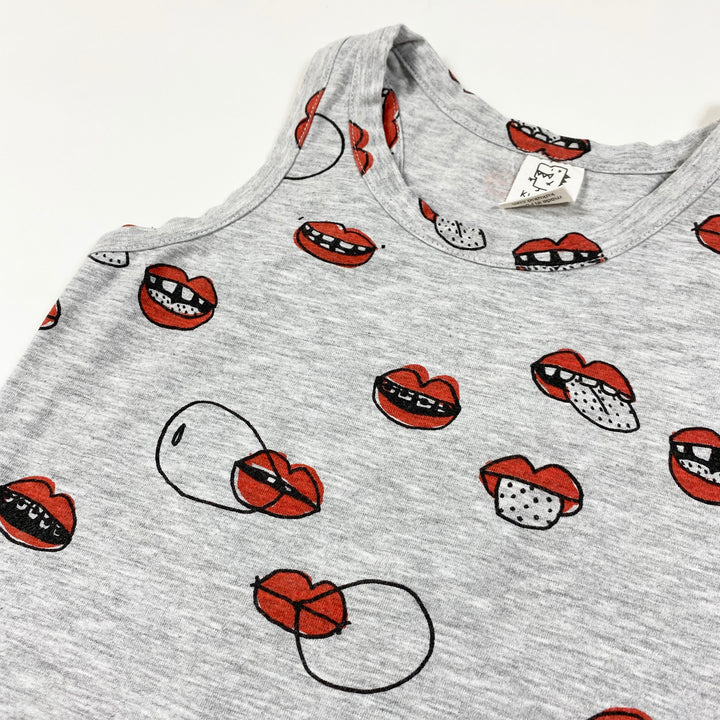 Kukukid  grey mélange lip print tank  3-4Y/98-104cm