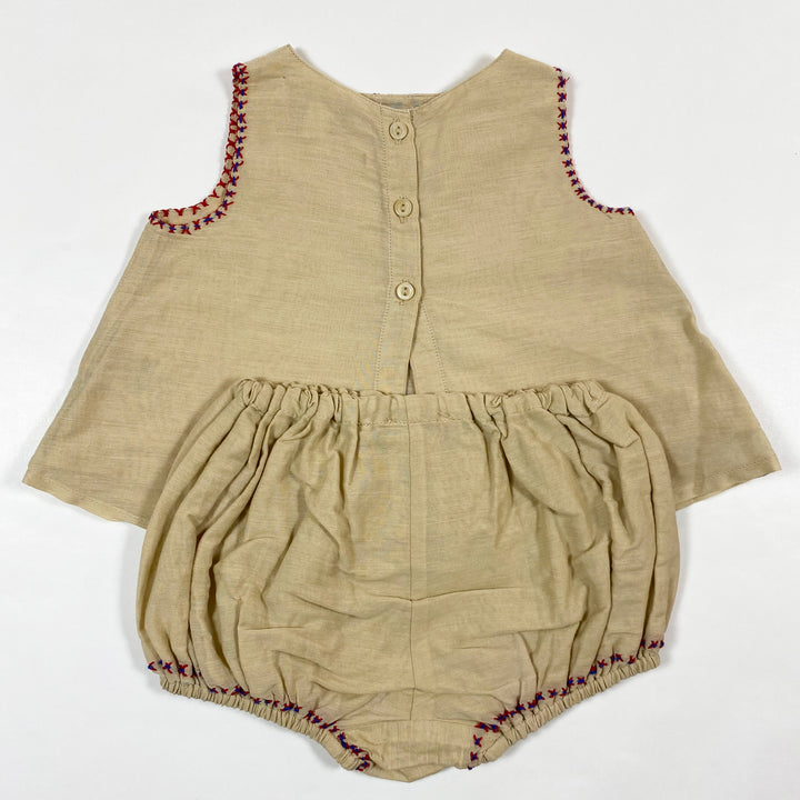 Caramel ocher embroidered blouse and bloomers set 3M 3
