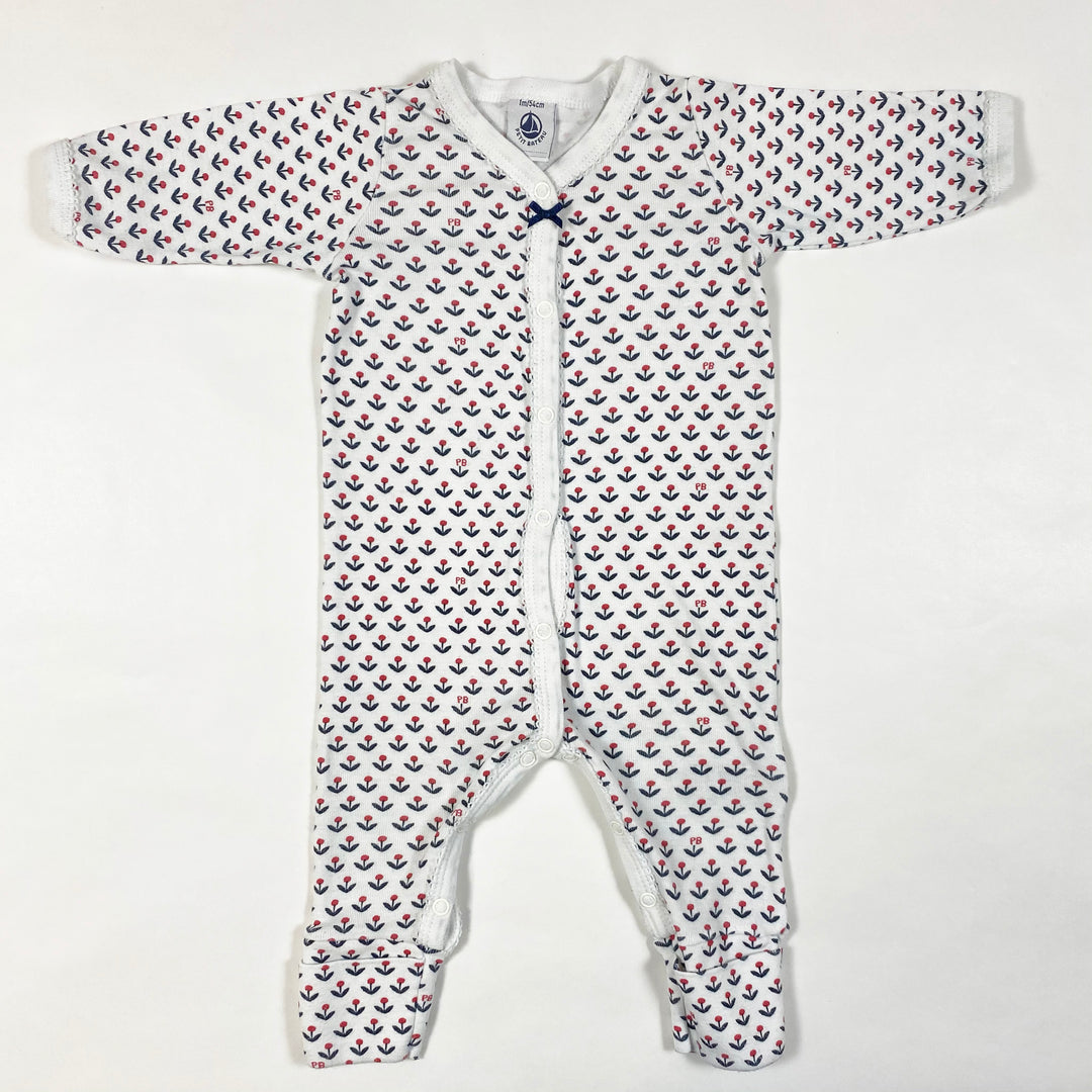 Petit Bateau blue/red floral print pyjama 1M/54 1