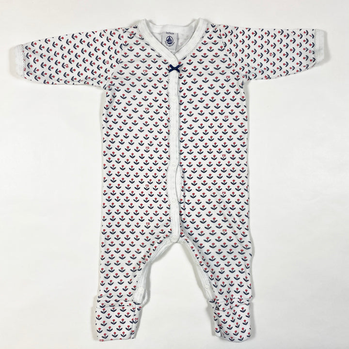 Petit Bateau blue/red floral print pyjama 1M/54 1