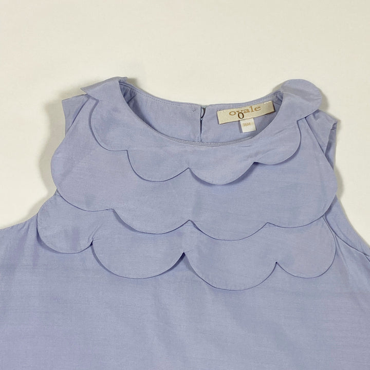 Ovale blue silk blouse dress with petal collar 36M 2