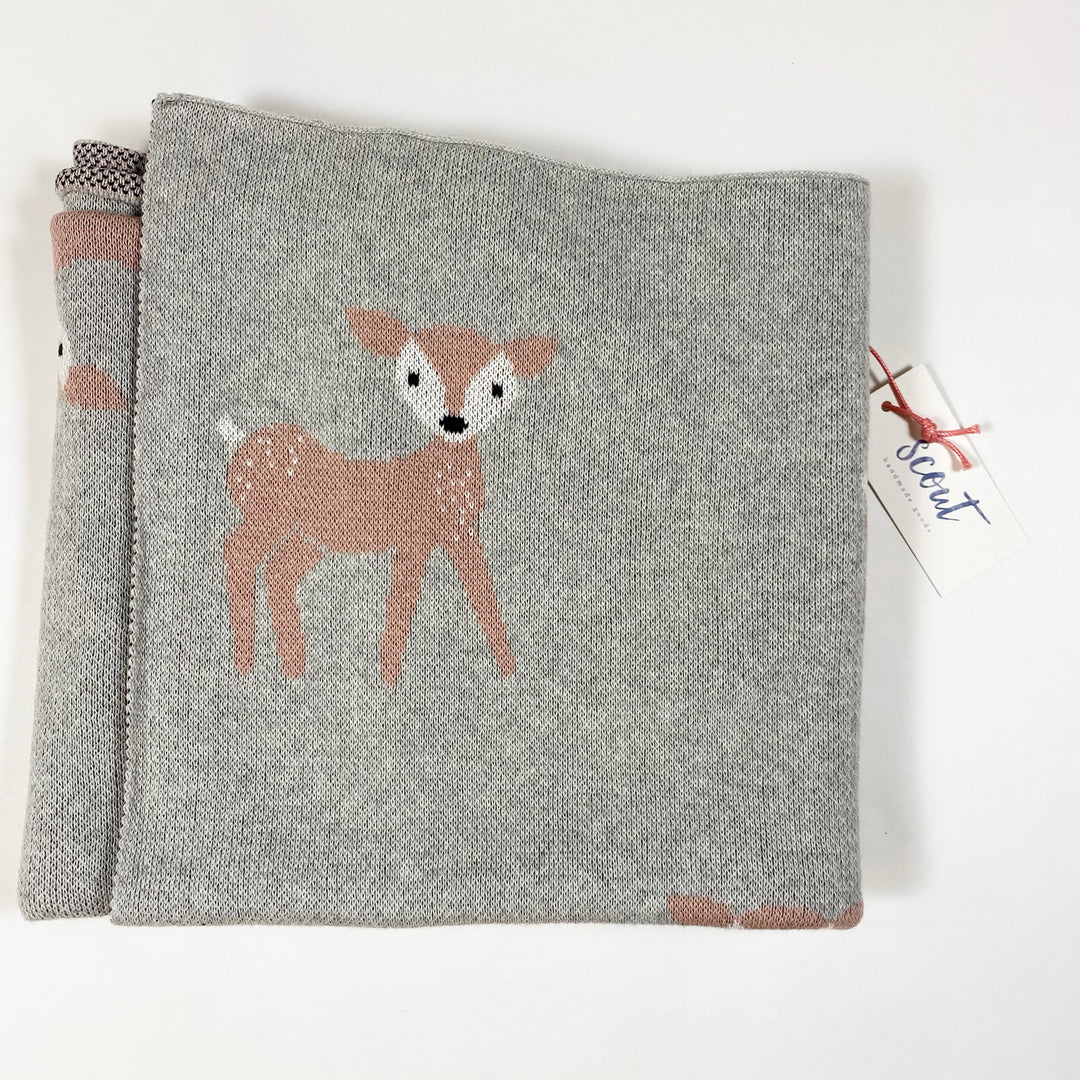 Scout grey shy bambi knit cotton blanket Second Season 85x106cm