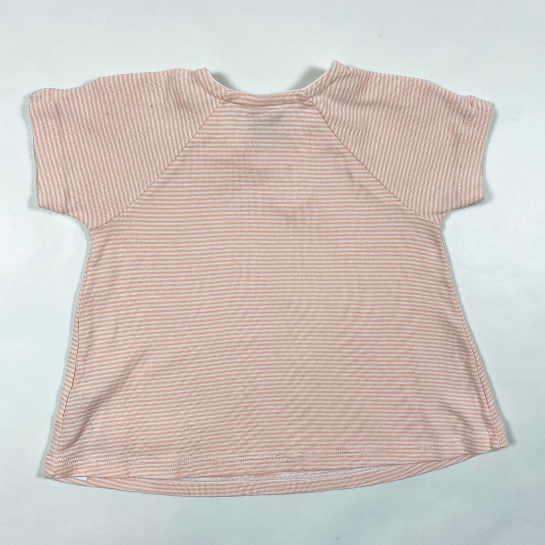 Petit Bateau pink striped t-shirt with bow 12M/74 2