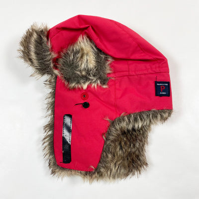 Polarn O. Pyret red faux fur-lined trapper hat 52/2-6Y 1