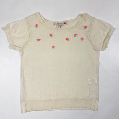 Bonpoint ecru pullover with applique flowers 6Y 1