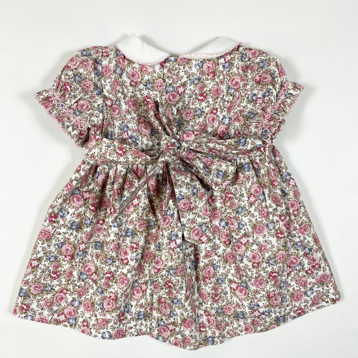 Sardon pink floral print smocked short-sleeved dress 6M