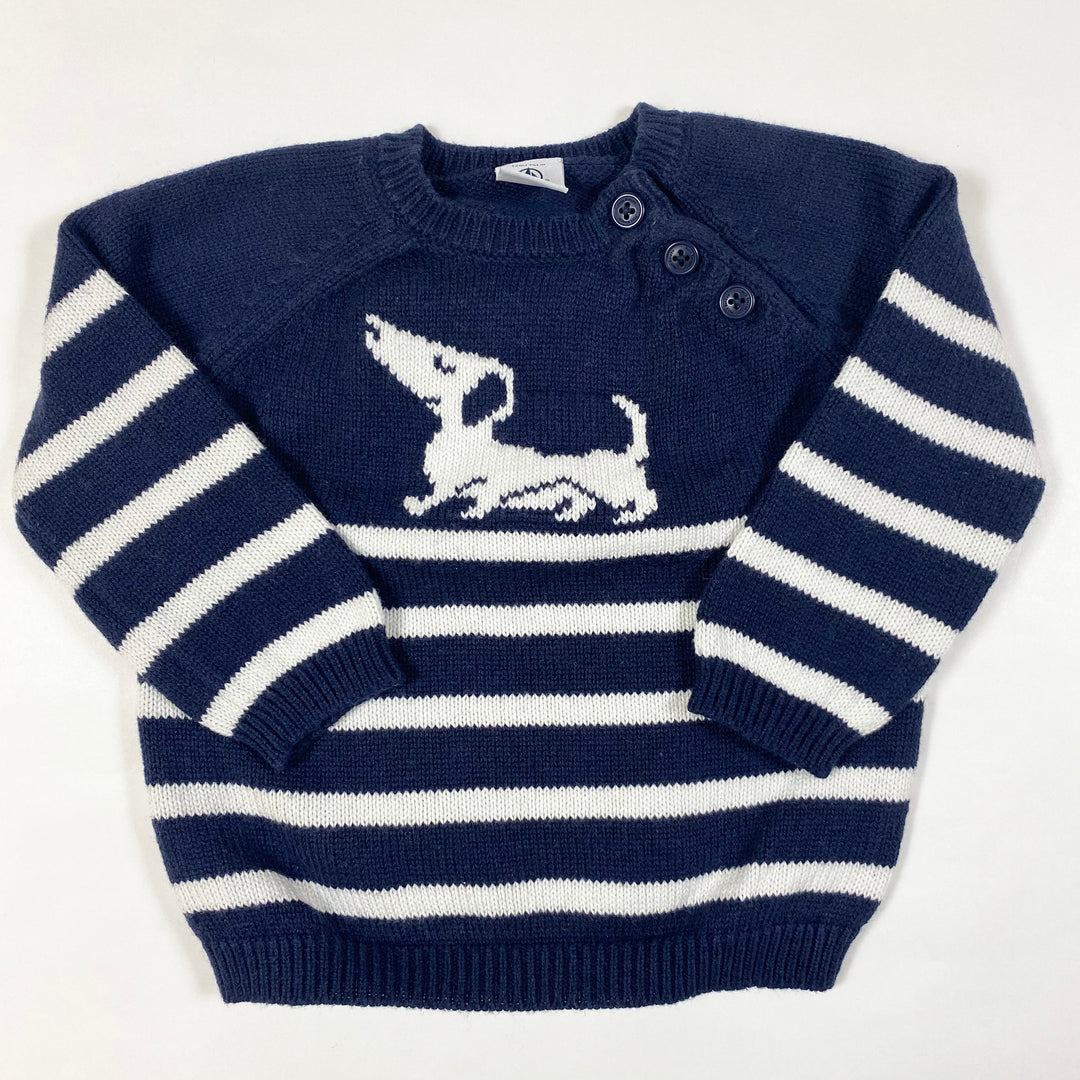 Petit Bateau navy sausage dog jumper 12M/74 1