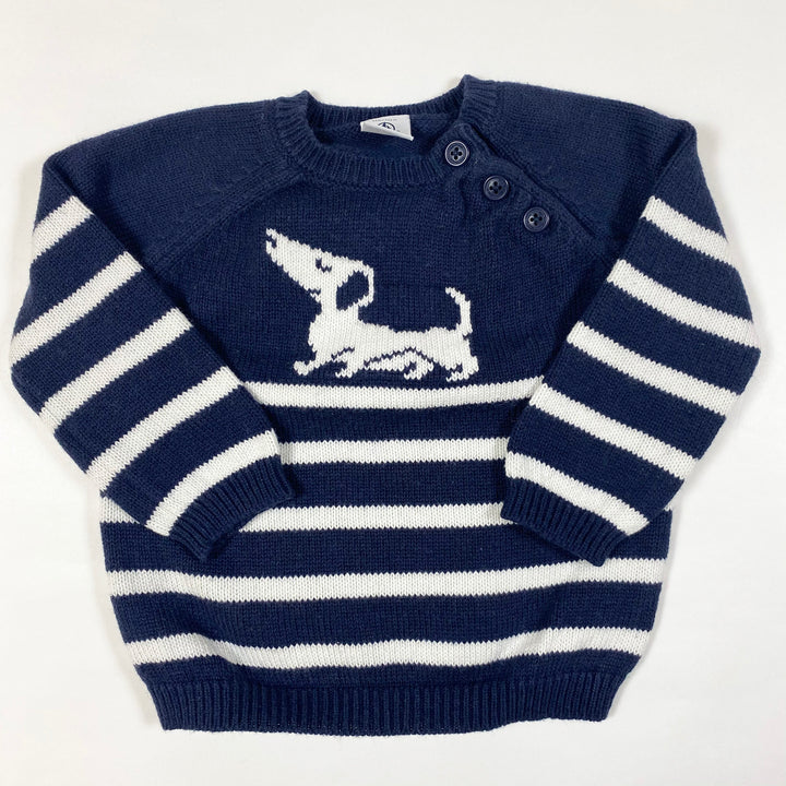 Petit Bateau navy sausage dog jumper 12M/74 1