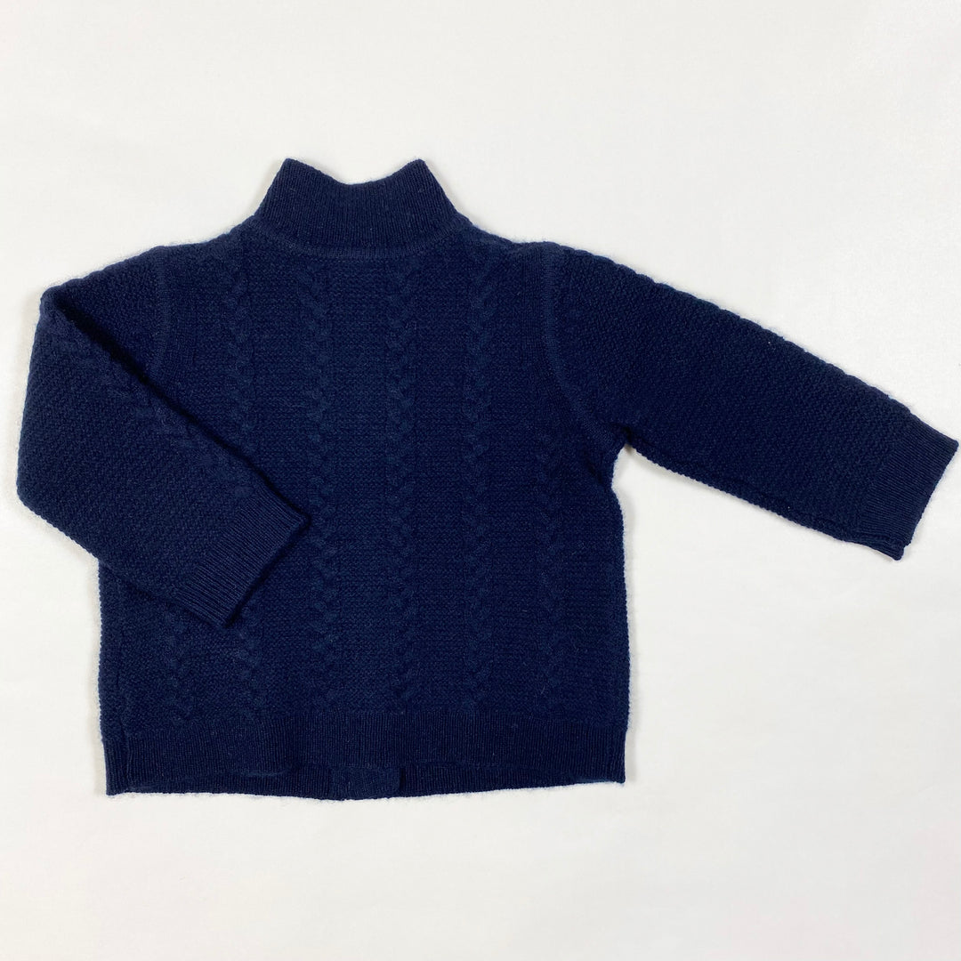 Bonpoint navy cable knit cashmere cardigan 6M 3