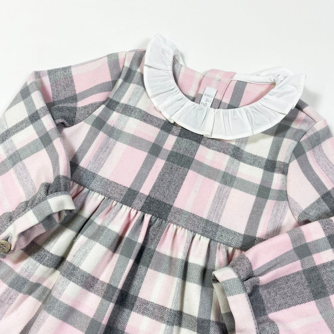 Il Gufo grey/pink check dress 9M 2