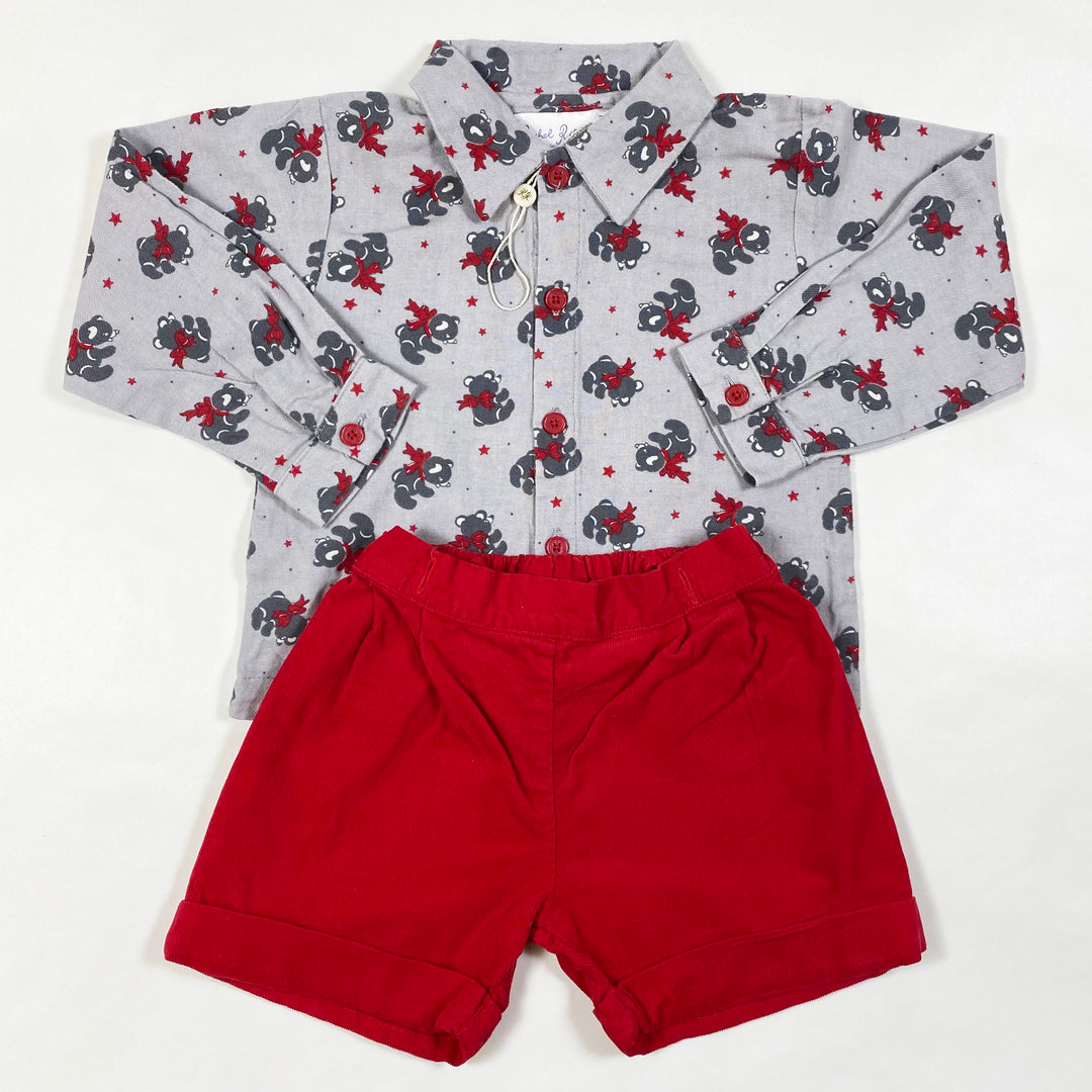 Rachel Riley red/grey teddy short set 2Y 1