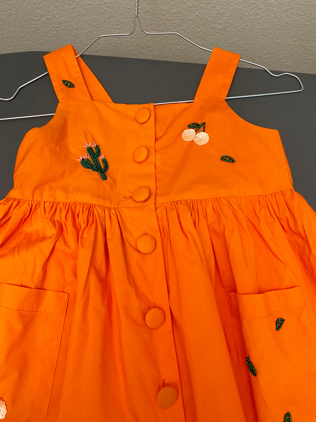Bonpoint orange cactus embellished dress 4Y 1