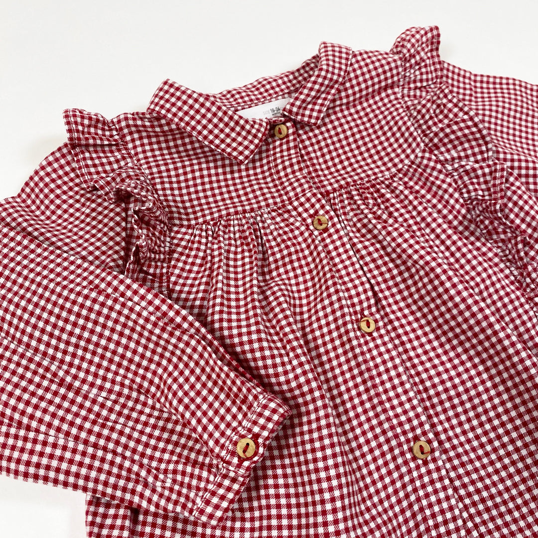 Zara red vichy blouse 18-24M/92 2