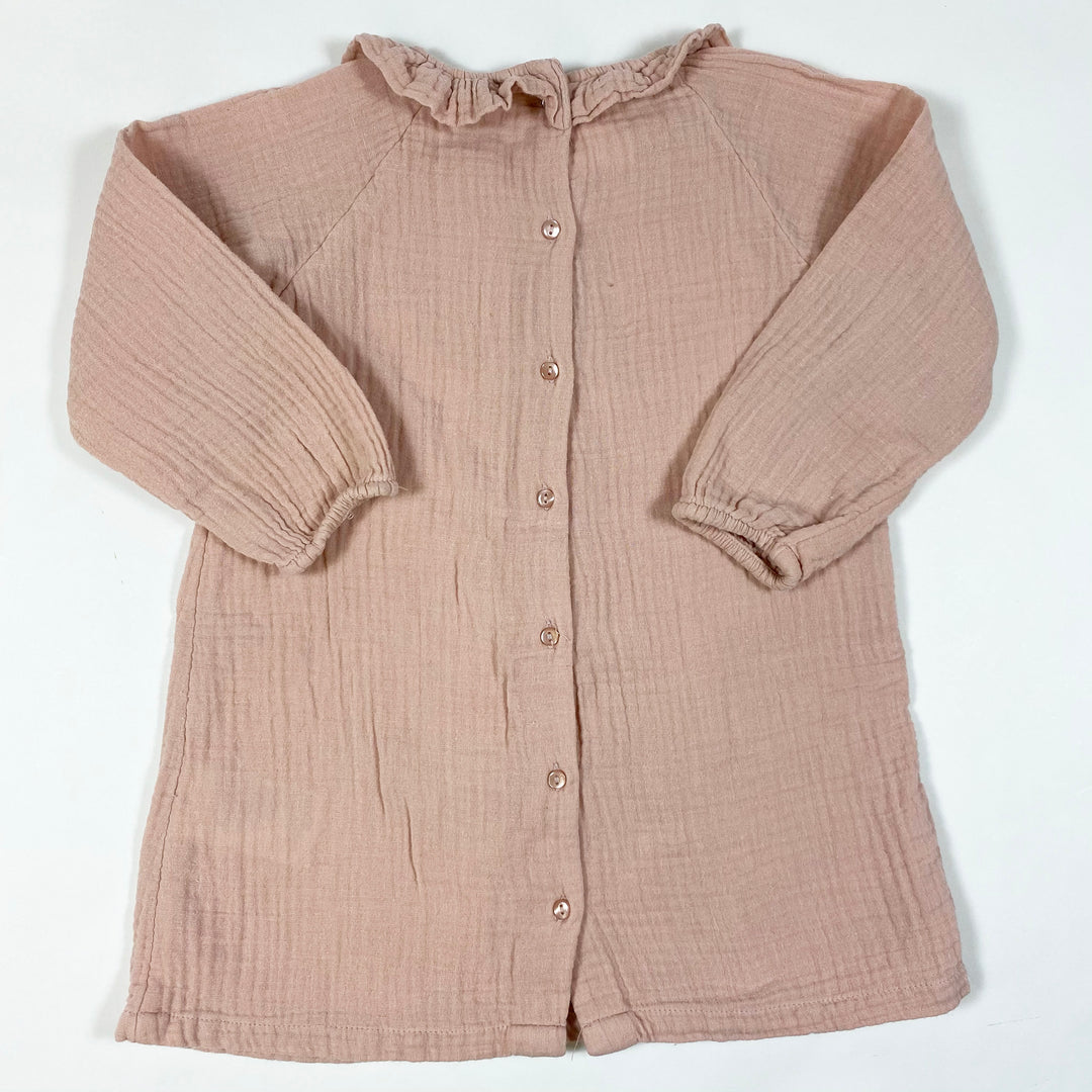 H&M dusty pink long-sleeved muslin dress 92