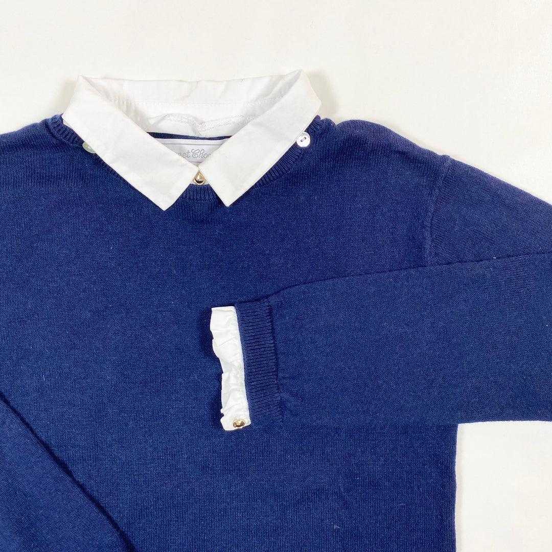 Tartine et Chocolat navy knit pullover with detachable collar 6A 2