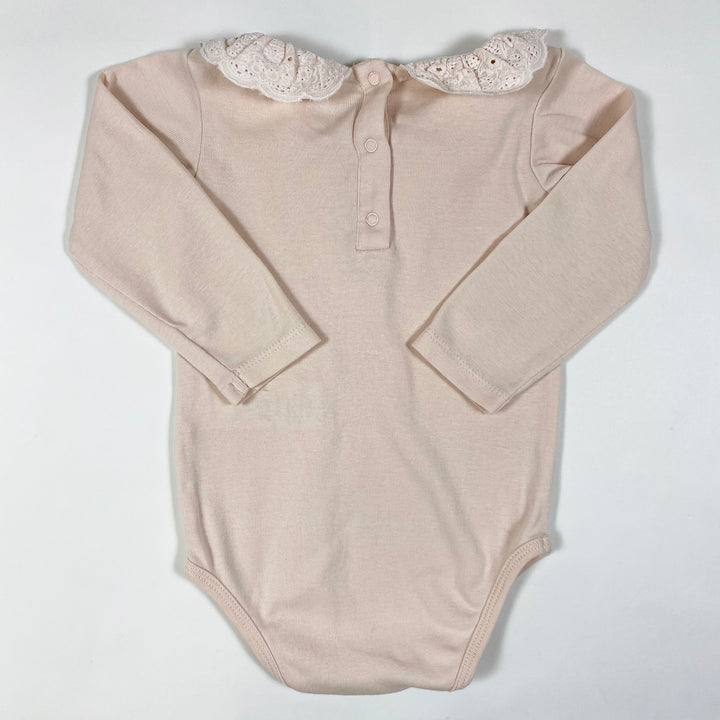 Bonton pale rose long-sleeved body with oversized lace collar 2Y