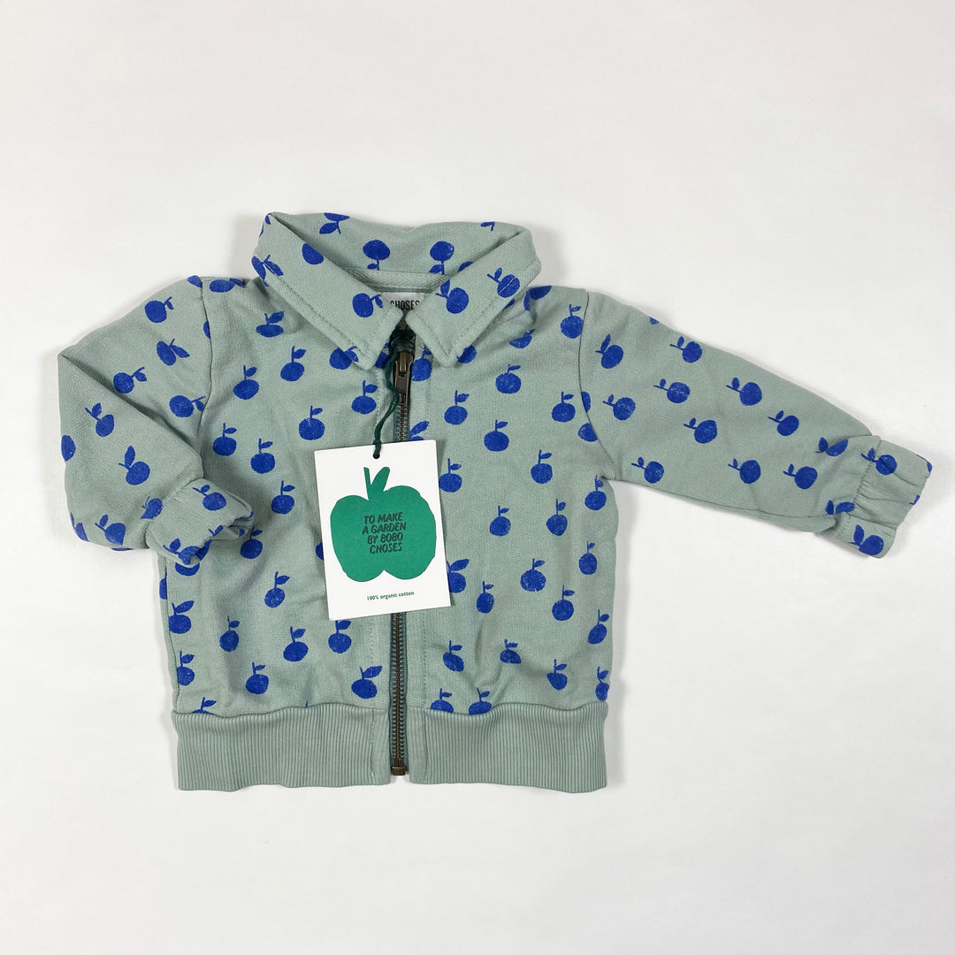 Bobo Choses pale green apples zipped sweater Second Season 3-6M/68 1