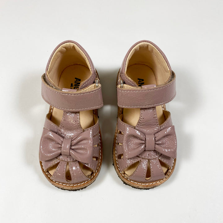 Angulus pink patent leather sandals with bow 21 1