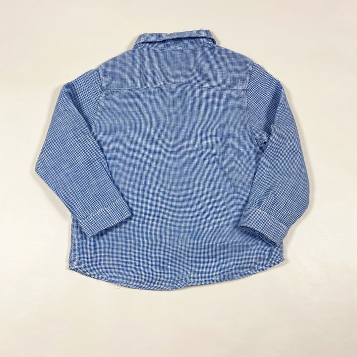 Zara sky blue houndstooth linen shirt 18-24M/92 2
