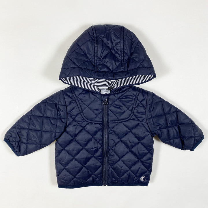 Petit Bateau marineblaue gesteppte Jacke mit Fleece-Futter 3M/60