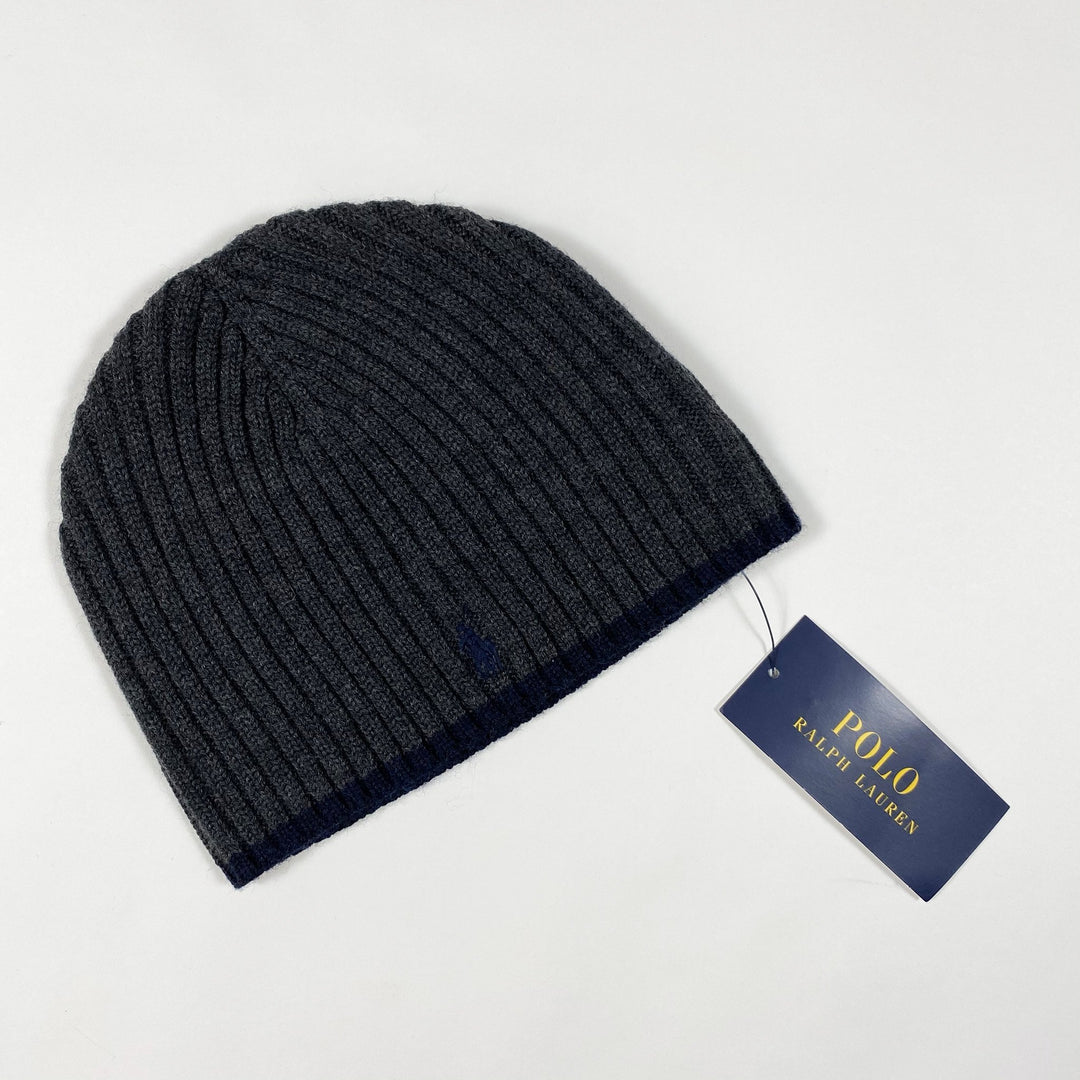 Ralph Lauren dark grey rib knit hat 2-4T