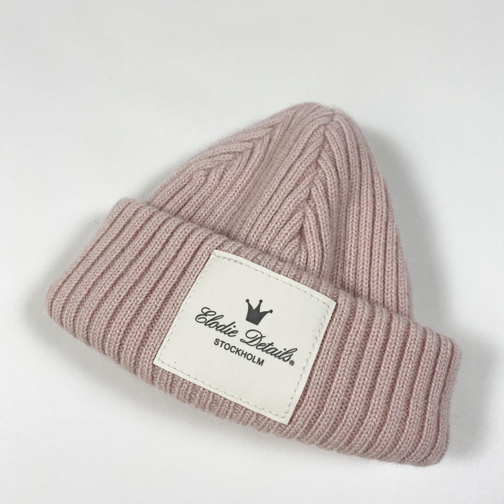 Elodie Details powder pink rib knit wool hat 0-6M