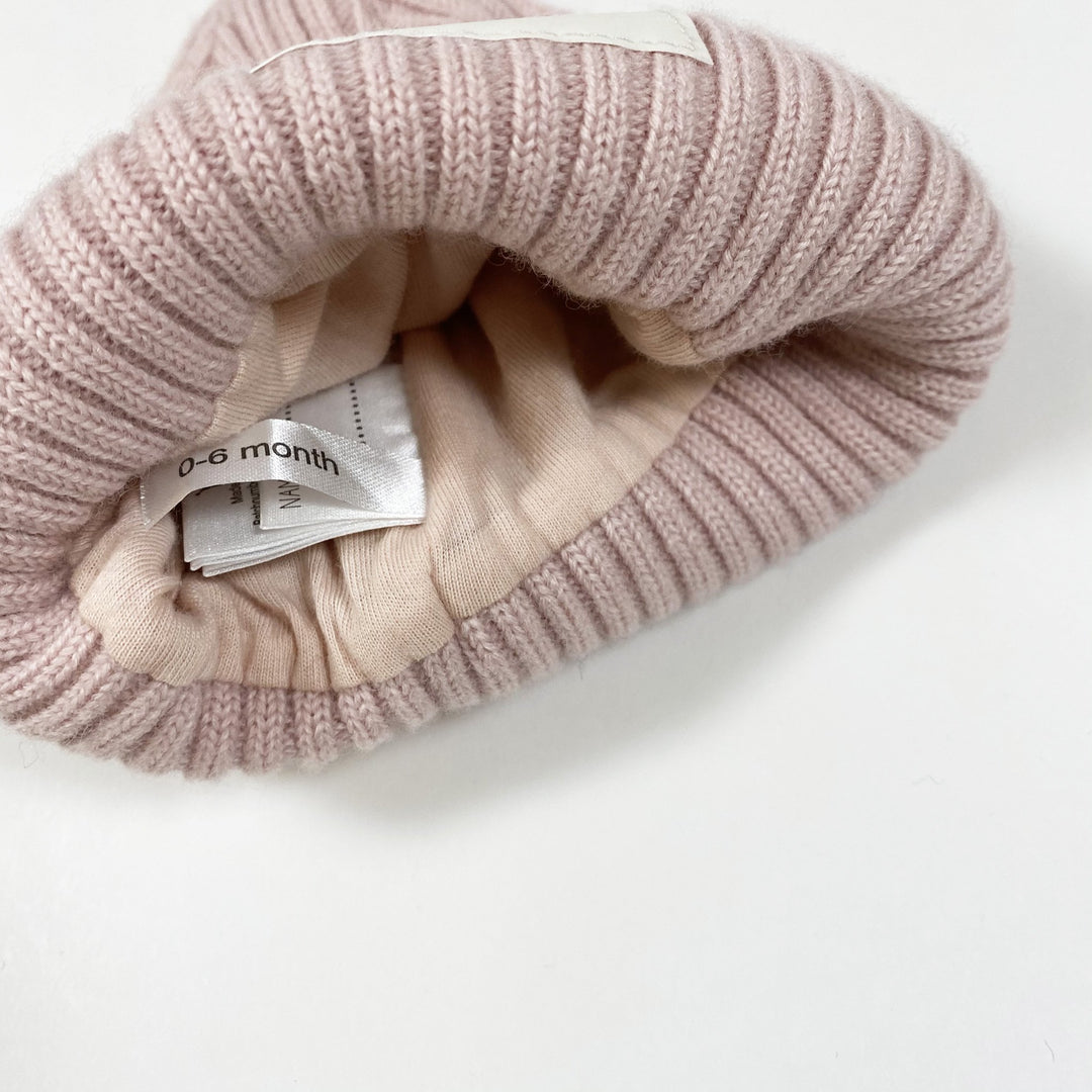 Elodie Details powder pink rib knit wool hat 0-6M