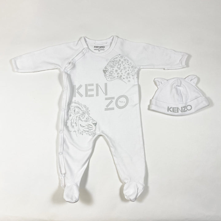 Kenzo white tiger baby jumpsuit & hat set 3M