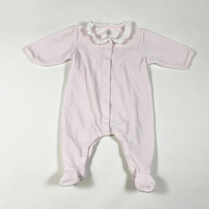 Petit Bateau rosa Samt-Pyjama mit Kragen 3M/60