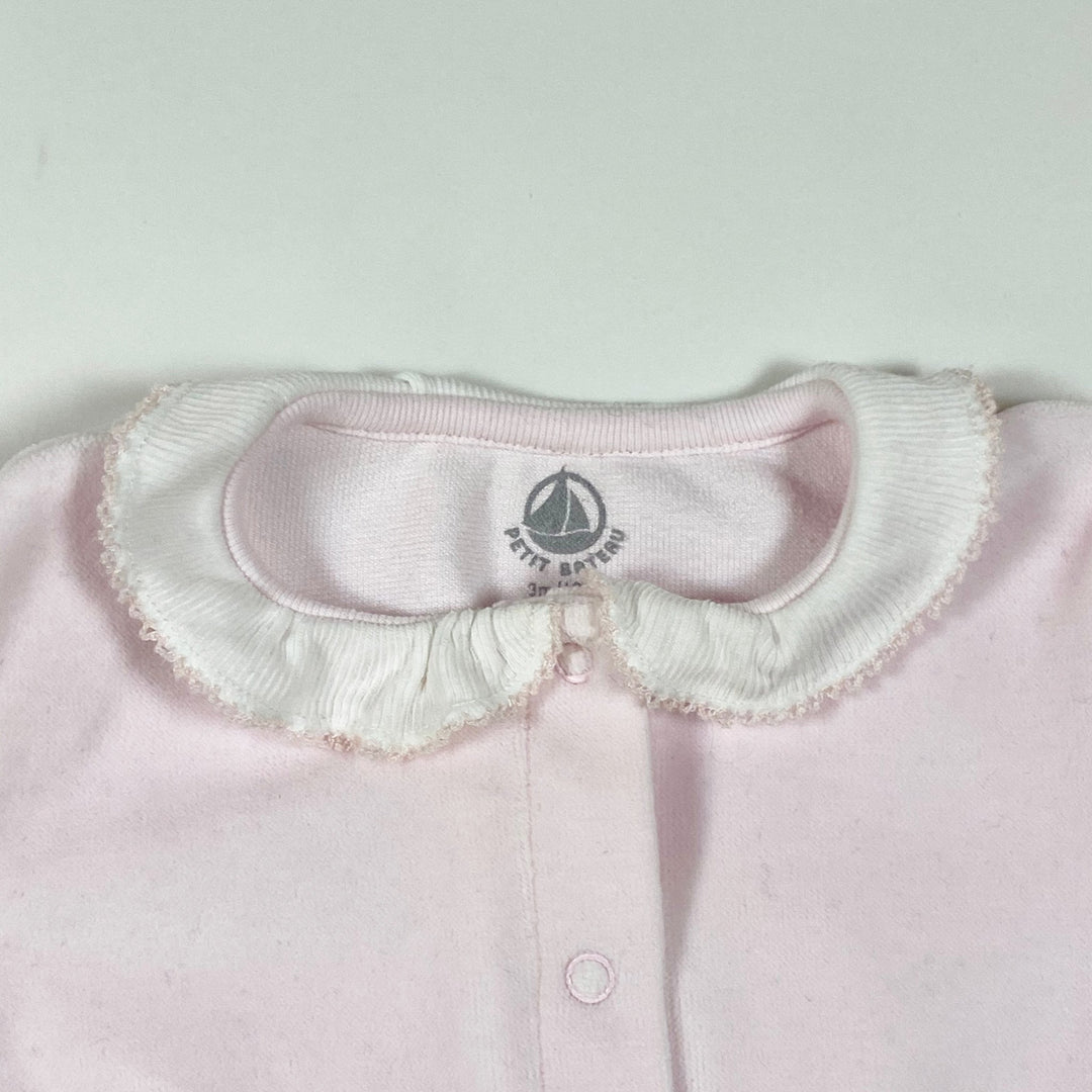 Petit Bateau soft rose velour pyjama with collar 3M/60